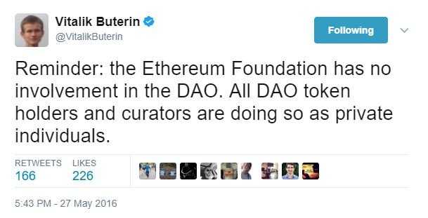 Ethereum Foundation은 DAO에 관여하지 않았습니다. Ethereum Foundation은 DAO에 관여하지 않았습니다.